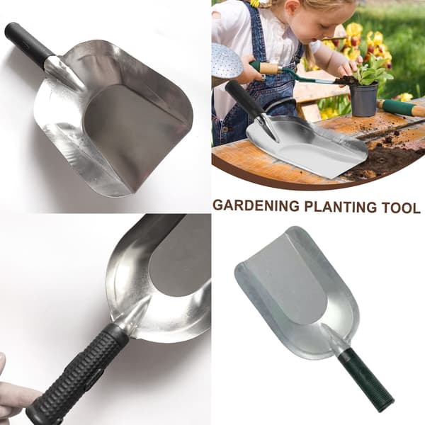 Hagespade i rustfritt stål, firkantet spade, brukt til graving og luking.