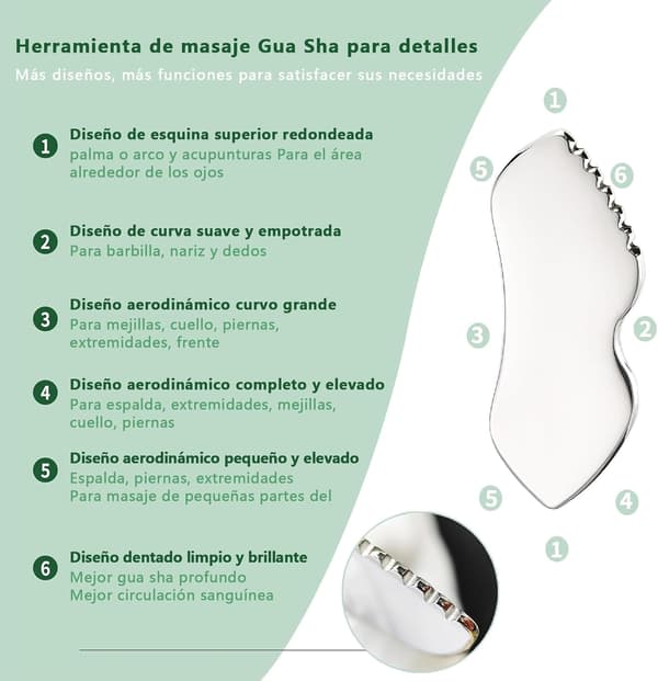 2 STK Gua Sha, Ansigts Gua Sha Værktøj, Rustfrit Stål Ansigts Gua Sha til Ansigts- og Kropsakupunkturterapi, Ideel til Krops-, Ansigts- og Halsmassage