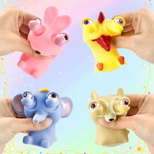 Kompressionståliga leksaker, 4-pack pop-up ögonleksaker, mjuka och klämvänliga.