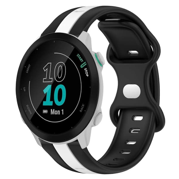 Silikoninen kellon ranneke Garmin Forerunner 55 -linglingille} Black White