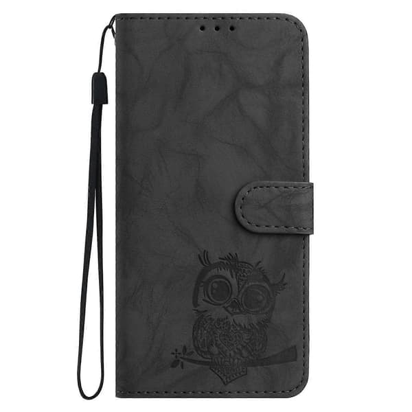 Kompatibel med iPhone 16 Pro Max Deksel Ugle Trykt PU Lær Lommebok Telefondeksel med Håndleddsstropp-lingling} Multicolor Black