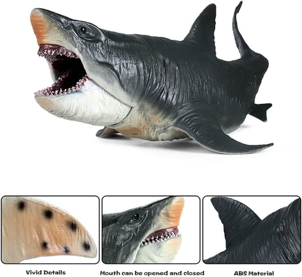Stor Megalodon legetøj, plastik havdyrsmodel, realistisk søuhyre legetøjsmodel