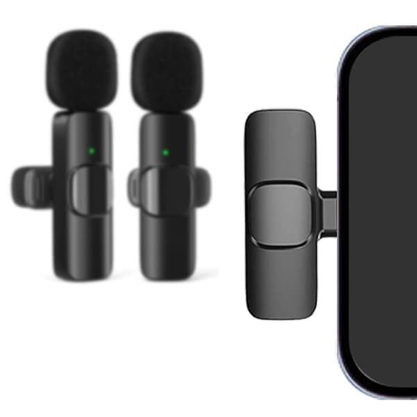 2-pak - Lavalier-mikrofoner til mobiltelefoner - Trådløs - USB-C-interface