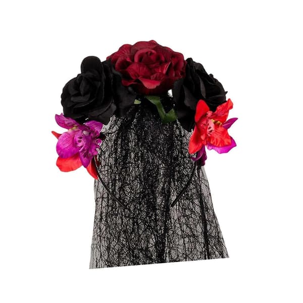 Halloween Slør Blomster Hodebånd Hårtilbehør for Kostymefest Cosplay-lingling} Black Red