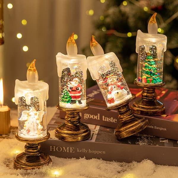Batteridrevne LED sneglobe-lys til juledekorationer. SNOWMAN