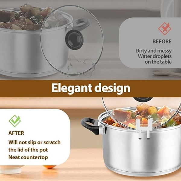Rostfritt ställ för lock – 2-pack (inkluderar silikonmatta)
