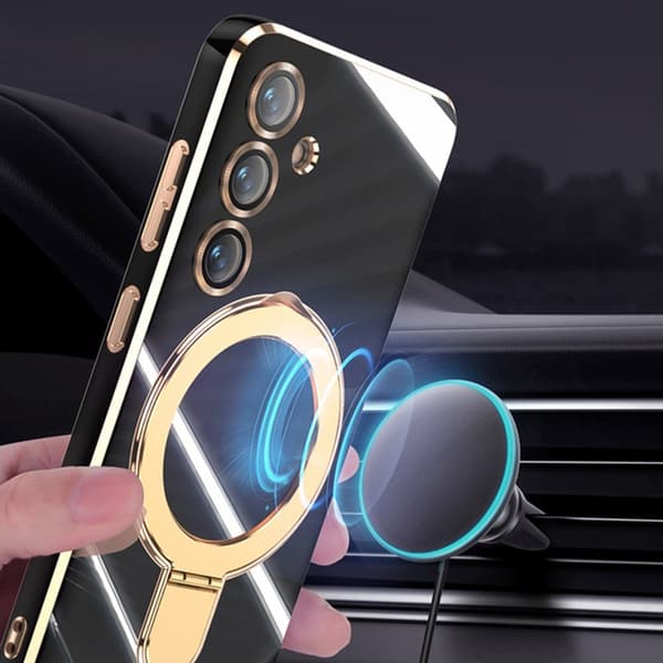 Kompatibel med Samsung S25 Guldring Skyddsfodral - Vit Vit white