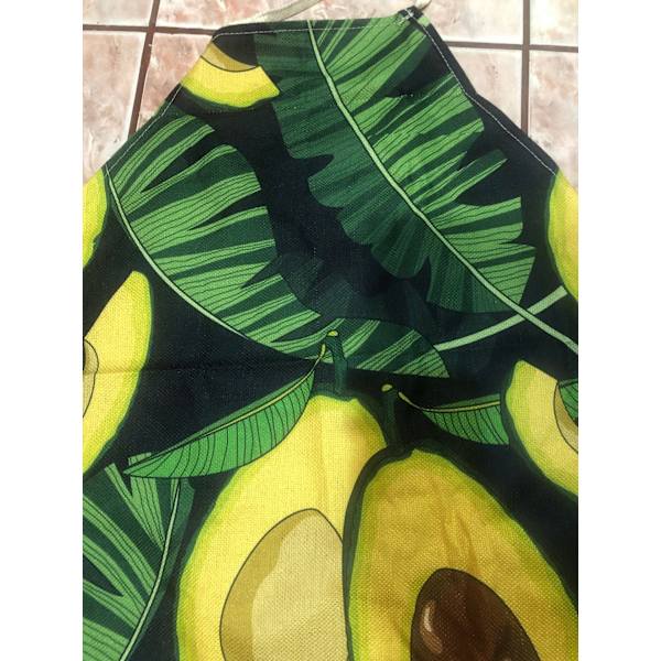 Avocado forklæde, forklæde og blad vævet mønster forklæde, unisex justerbart halsforklæde, velegnet til køkkenkokke.
