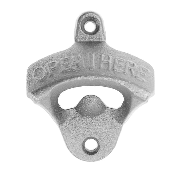 Retro väggmonterad flasköppnare, \"Open Here\"