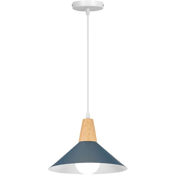 Påskrabatt! Högkvalitativ vintage industriell pendellampa kreativ hängande lampa metall trä ljuskrona mörkblå