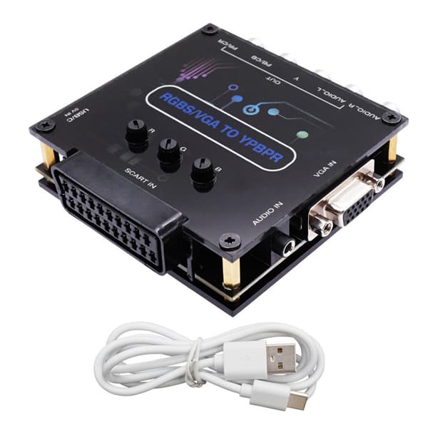 RGBS til YPbPr, SCART til YPbPr, VGA til YPbPr, RGBS til komponentkonverter, egnet for komponentkonvertere for retrospillkonsoller.