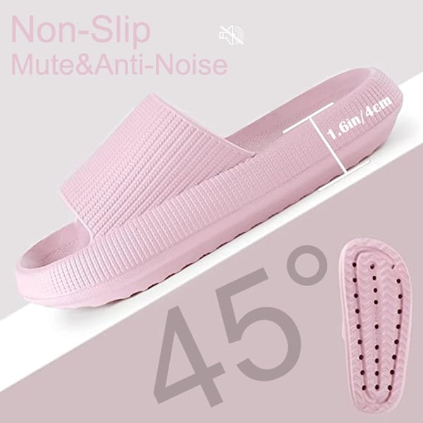 Påskerbjudanden! Högkvalitativa tjocka plattform molntofflor för kvinnor Khaki Rosa rosa 40-41