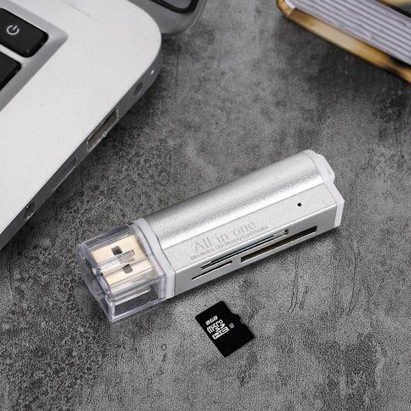 Mini bærbar USB 2.0 alt-i-én kortlæser til SD/SD/TF/MS Duo/Micro MS (M2)/MS Pro Duo