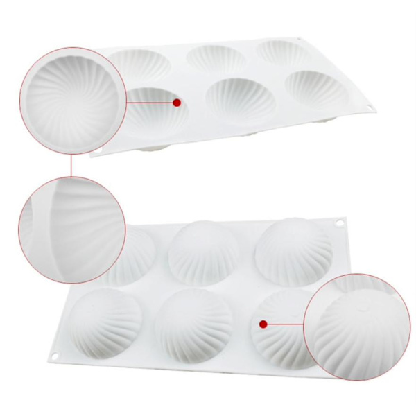Spiralformet halvkuleform i silikon, halvkuleform for mousse, pralineform White white