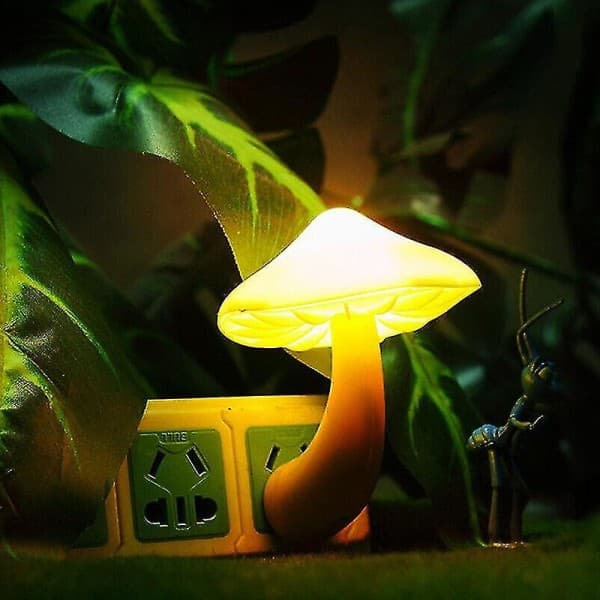 2x LED Nattlampe Sopp Vegglampe EU Plugg Varmt Hvitt Lyskontroll