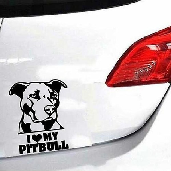 1 st tecknad I Love My Pitbull Bulldog Head Reflekterande vattentät bildekal Svart