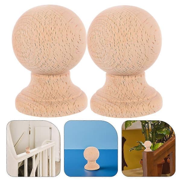To massive træknapper, dekorative møbelknapper, ubehandlede hårdtræsknapper, egnet til indendørs trapper, elegante khaki træknapper. Khaki 7.00X4.90X4.90CM