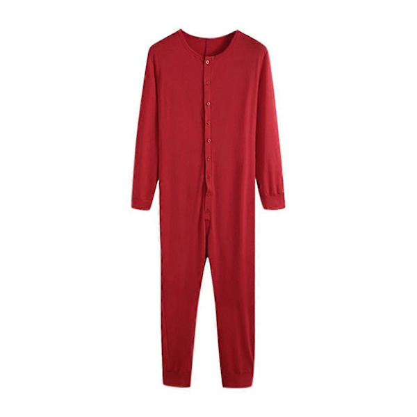 Herre Hel Lang Johns Nattpysjamas-lingling} Red M