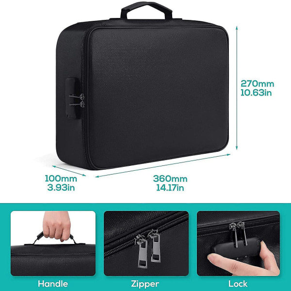 Fireproof Document Bag with Lock - Portable Security Bag, Suitable for Home, Office, and Travel; Waterproof.