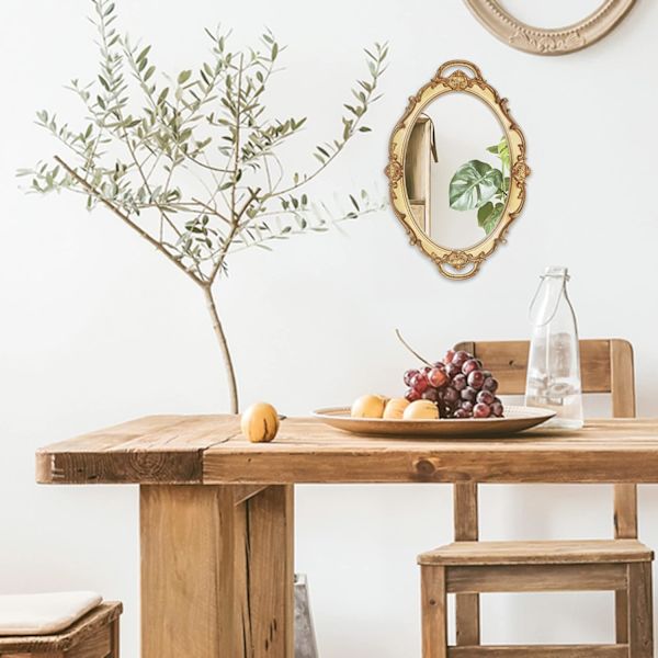 Soikea vintage-koristeseinäpeili (kulta)