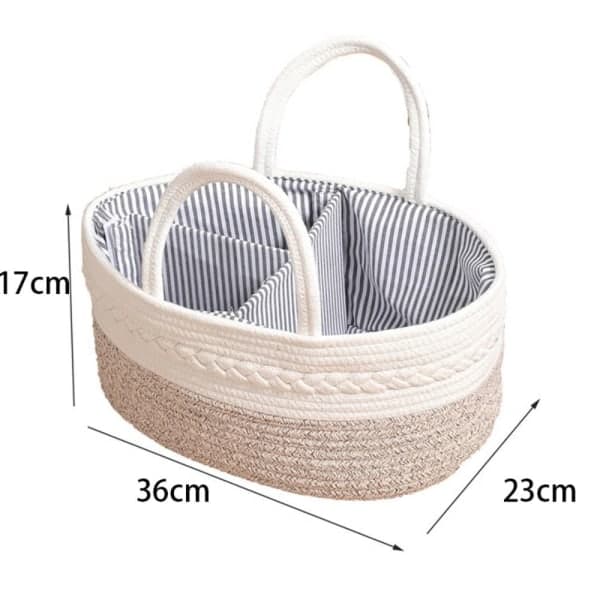 Grå babyförvaringskorg rep skötväska grey