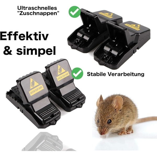 6X Musfälla Musfälla Snap Trap Återanvändbar fälla för mus, råtta - M
