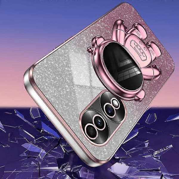 Kompatibelt med Honor 70 5G Ställfodral PC+TPU Astronaut Design Telefonskal -lingling} Multicolor Pink