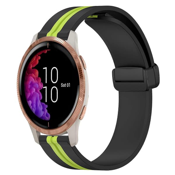 Silikone Urrem Til Garmin Venu-lingling} Black Lime Green