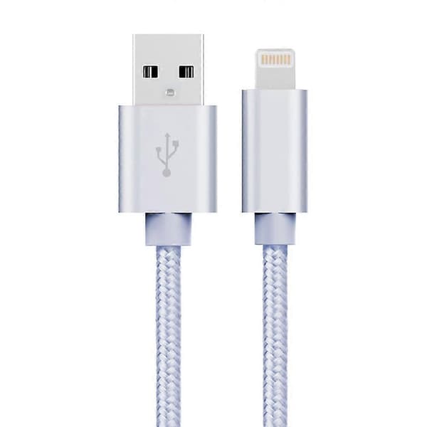 3M 2A Vevd Mønster Lightning 8Pin USB Data Synkroniserings- og Ladekabel Kompatibel med iPhone iPad iPod-lingling} Silver Silver Color