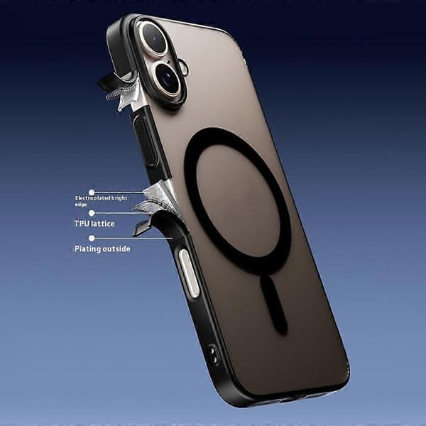 For iPhone 16 Deksel Kompatibelt med MagSafe Matt PC Bakdeksel --lingling} Multicolor Black