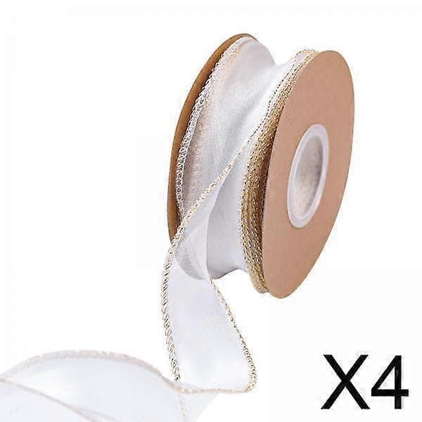 4x Wired Ribbon Wire Edge Ribbon Rustik Dørpynt Bånd Jule-lingling}