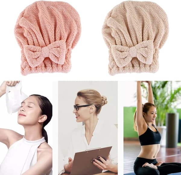 2-pack med hårhanddukar i mikrofiber, hårtorkningsmössor, superabsorberande hårhanddukar