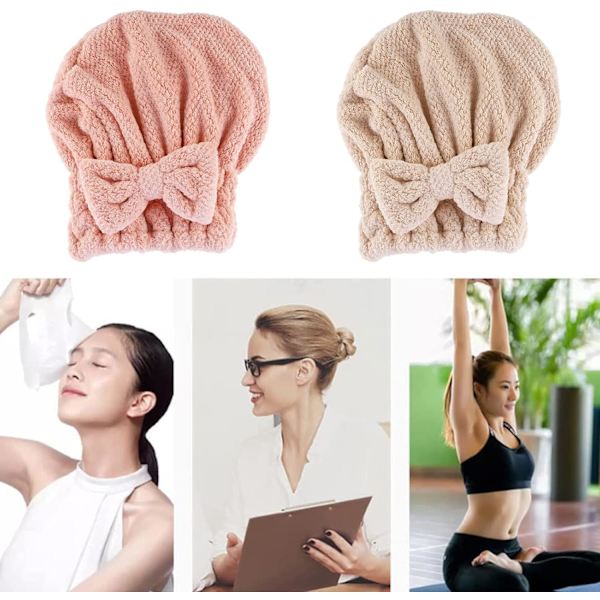 2-pak mikrofiber hårhåndklæder, hårhætter, superabsorberende hårhåndklæder