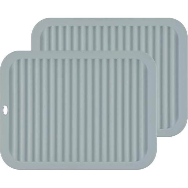 A set of 3 large multifunctional silicone coasters/heat insulation mats - rectangular - light grey