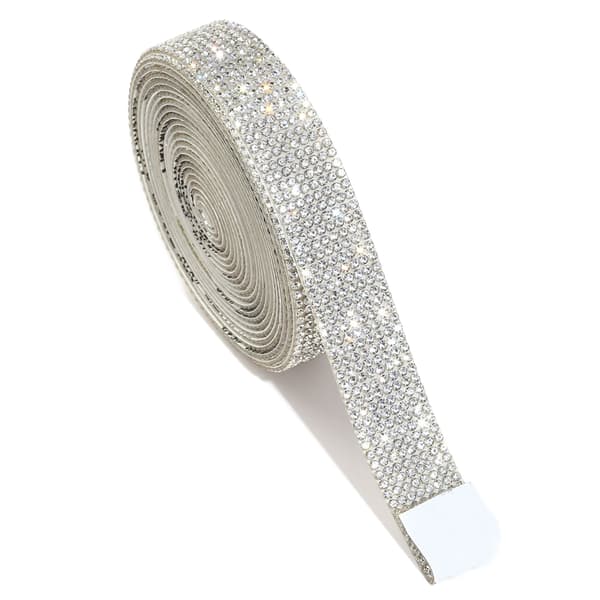 Glitterende krystallrhinsteinstape, sterk selvklebende tape, egnet for DIY-dekorasjon (hvit) White 2cm