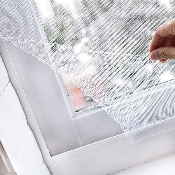 Hot 2025 Myggnett / Insektnett for vinduer - 130x150cm - Klippbart - Mygg White Vit
