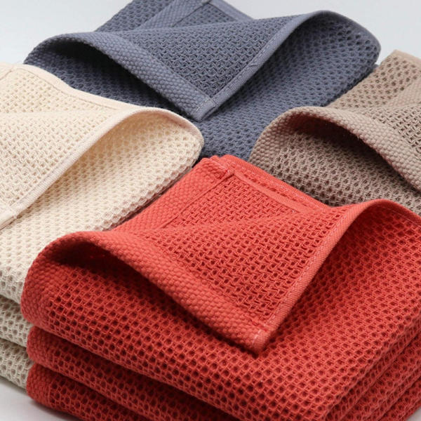Våffelvävd handduk i bomull-linne 33×33cm 4-pack