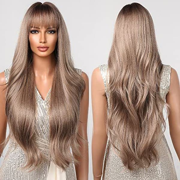 Long, Wavy, High-Gloss Wig for Women