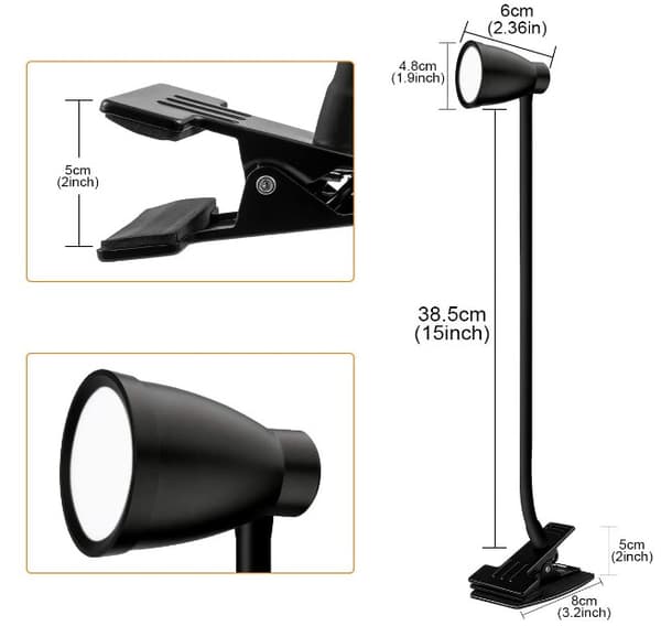 Dimbar LED Leselys/Clip-on Lys 3000-6500K