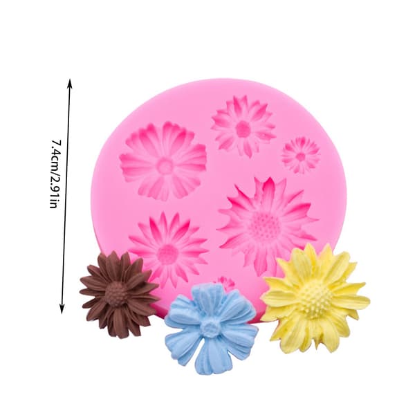 3D silikonblomstform for kaker, godteri, sjokolade og isbiter