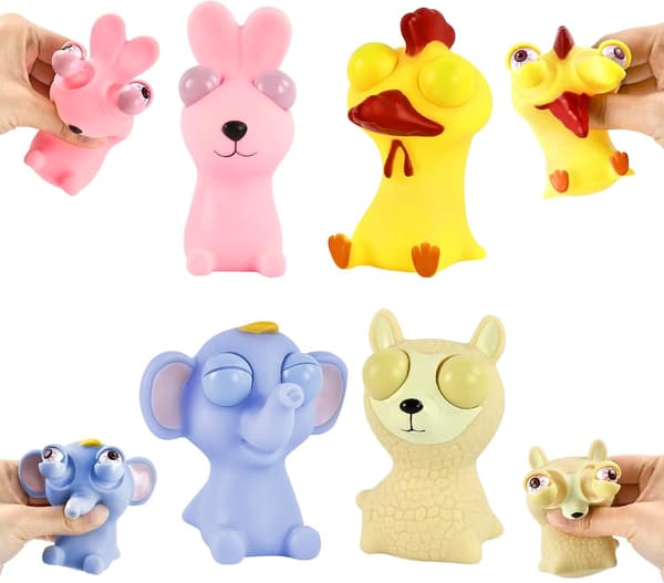 Kompressionståliga leksaker, 4-pack pop-up ögonleksaker, mjuka och klämvänliga.
