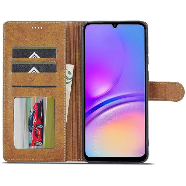 Kompatibelt med Samsung Galaxy A06 Fodral Kalvtextur PU Läder Ställ Plånbok Telefonskal - Grå-lingling} Multicolor Yellow