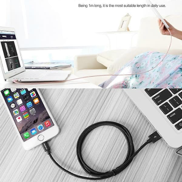 3M 2A Vävt Mönster Lightning 8Pin USB Data Sync Laddningskabel Kompatibel med iPhone iPad iPod-lingling} Blue Blue
