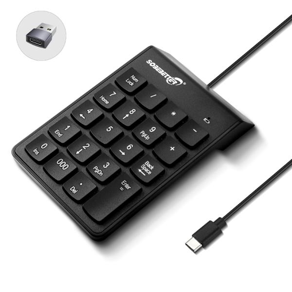 19-tasters mekanisk Type-C/USB kablet numerisk tastatur til bærbare computere.