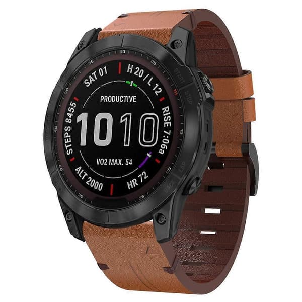 Nahkainen kellon ranneke Garmin Fenix 7X -lingling -kelloon Brown