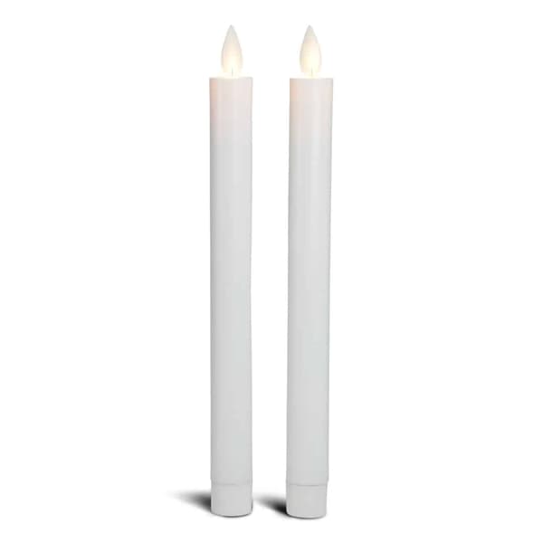 Varm LED plastiklys - 2 stk. - 22,2 cm - med 3D flamme - (flere farver) Silver Silver