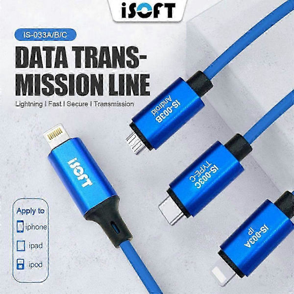 Lightning til Micro-USB Dataoverførselskabel Kompatibelt med iPhone & Android-enheder - ISOFT IS-003B Synkroniserings- & Opladningskabel-lingling}