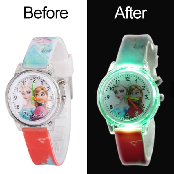 Frozen Elsa tegneserie børneur med lysende quartz. Red