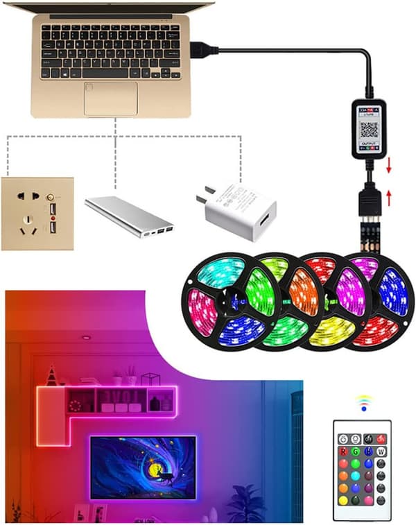 Heta RGB LED-remsor USB 5m LED-remsa LED-dekoration