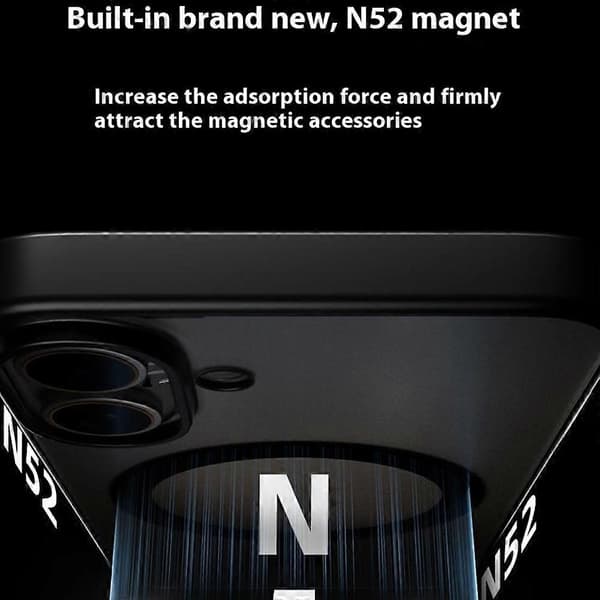 For iPhone 16 Deksel Kompatibelt med MagSafe Matt PC Bakdeksel --lingling} Multicolor Black